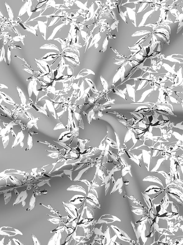 Illuminating Homes 100% Cotton 144 TC Grey Floral King Size Bedsheet with 2 Pillow Covers