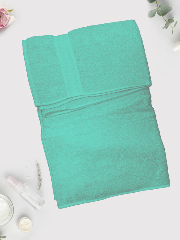 Cotton Plus 480 GSM 100% Cotton Green Large Towel - Pack of 1 (140 L cm x 70 W cm)
