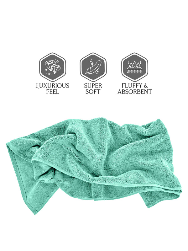Cotton Plus 480 GSM 100% Cotton Green Large Towel - Pack of 1 (140 L cm x 70 W cm)