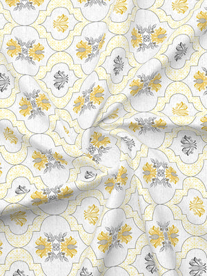 Aura Microfibre 110 GSM White Ethnic Double Size Bedsheet with 2 Pillow Covers