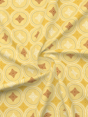 Aura Microfibre 110 GSM Yellow Geometrical Double Size Bedsheet with 2 Pillow Covers