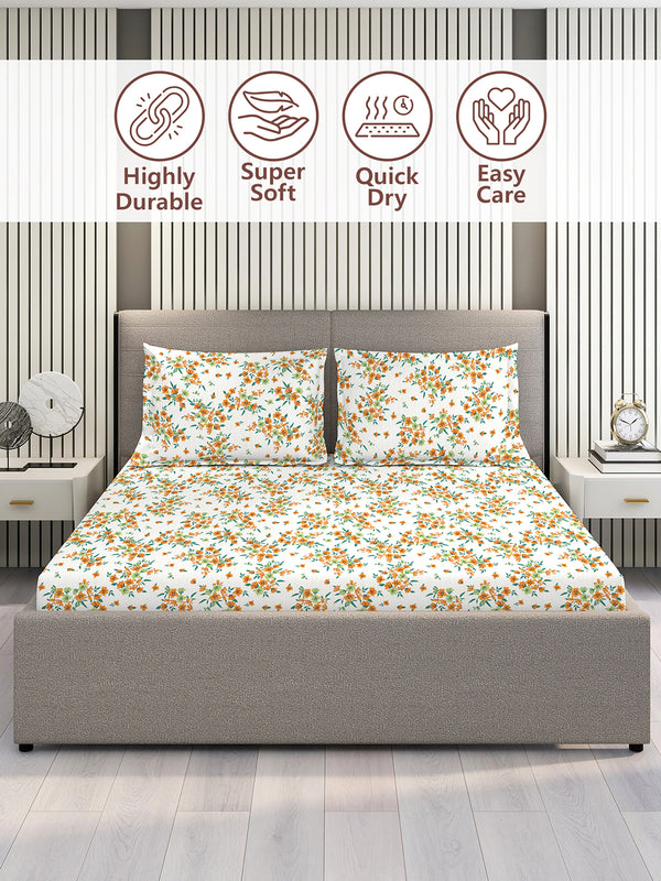 Aria Microfibre 125 GSM Multicolor Floral Double Size Bedsheet with 2 Pillow Covers