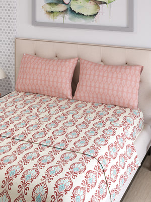 Ivy Microfibre 125 GSM Maroon Morocco Double Size Bedsheet with 2 Pillow Covers