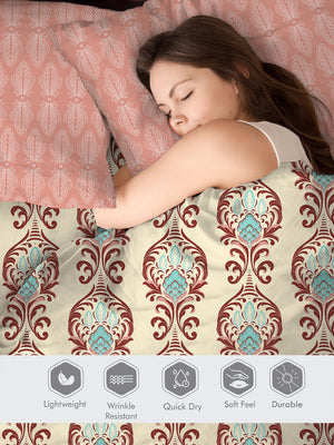 Ivy Microfibre 125 GSM Maroon Morocco Double Size Bedsheet with 2 Pillow Covers