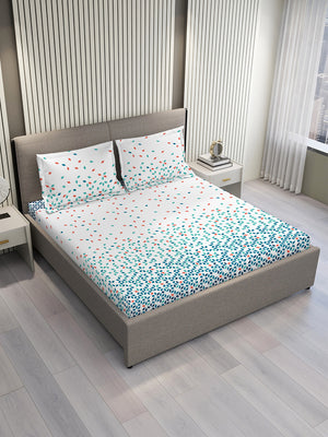 Argos 225 CVC Blue Geometrical King Size Bedsheet with 2 Pillow Covers