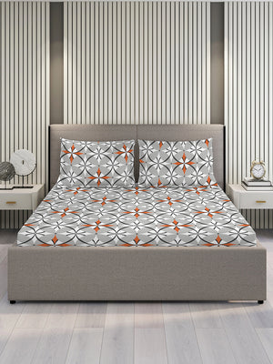 Argos 225 CVC Grey Geometrical King Size Bedsheet with 2 Pillow Covers