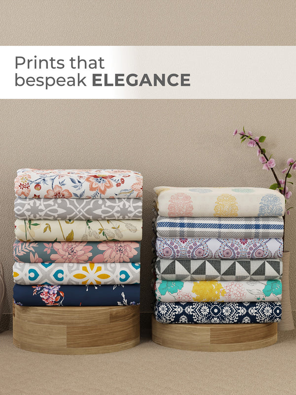 Emaline 100% Cotton 144 TC Multicolor Floral Carnation Single Size Bedsheet with 1 Pillow Cover
