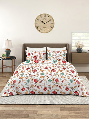 Aura Microfibre 110 GSM Multicolor Floral King Size Bedsheet with 2 Pillow Covers