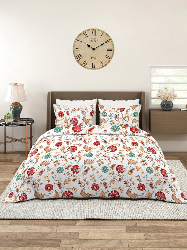 Aura Microfibre 110 GSM Multicolor Floral King Size Bedsheet with 2 Pillow Covers