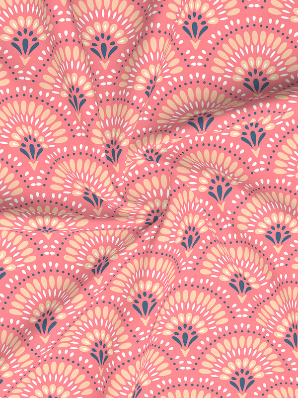 Aura Microfibre 110 GSM Pink Ethnic King Size Bedsheet with 2 Pillow Covers