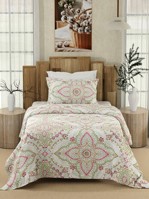 Serenity 100% Cotton 200 TC Multicolor Ethnic Single Size Bedsheet with 1 Pillow Cover (Jaipur Medallion)