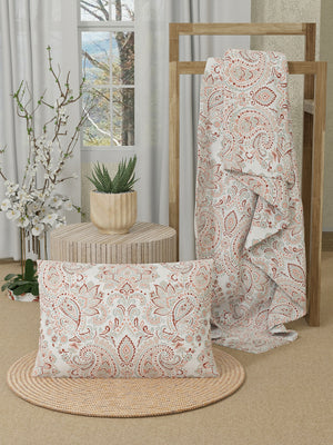 Serenity 100% Cotton 200 TC Multicolor Ethnic Single Size Bedsheet with 1 Pillow Cover (Kalampur Design)