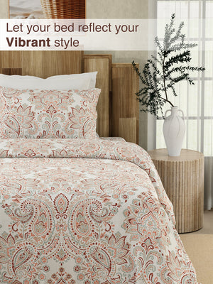 Serenity 100% Cotton 200 TC Multicolor Ethnic Single Size Bedsheet with 1 Pillow Cover (Kalampur Design)