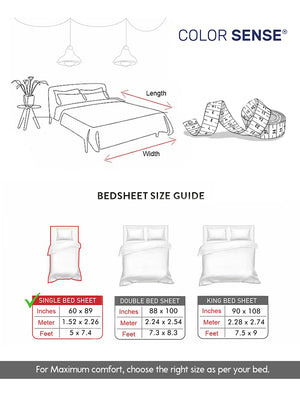 Serenity 100% Cotton 200 TC Blue Ethnic Single Size Bedsheet with 1 Pillow Cover (Landour Tile)