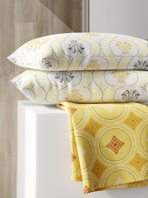 Ivy Microfibre 125 GSM Yellow Ochre Double Size Bedsheet with 2 Pillow Covers