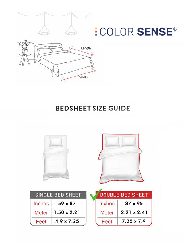 Ivy Microfibre 125 GSM White Ochre Double Size Bedsheet with 2 Pillow Covers