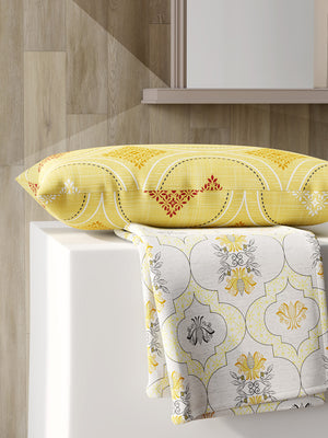 Ivy Microfibre 125 GSM White Ochre Single Size Bedsheet with 1 Pillow Cover