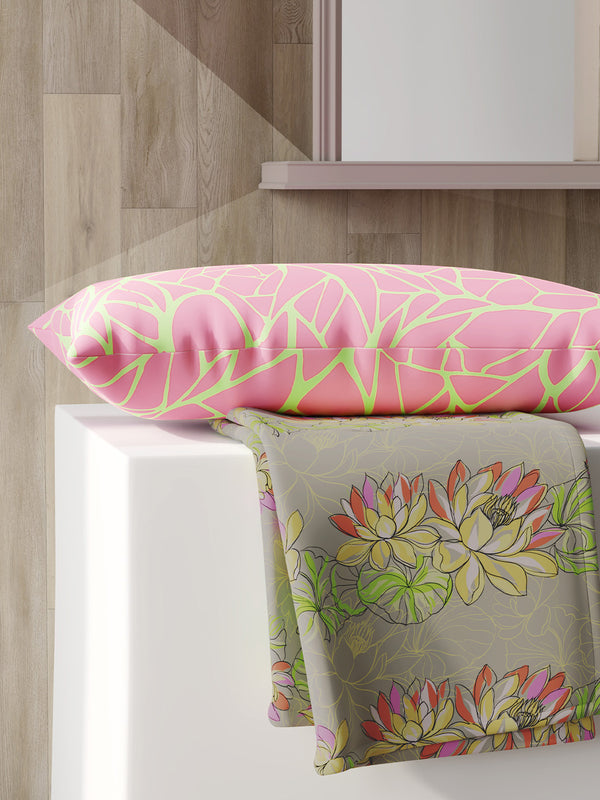 Ivy Microfibre 125 GSM Grey & Pink Floral Single Size Bedsheet with 1 Pillow Cover