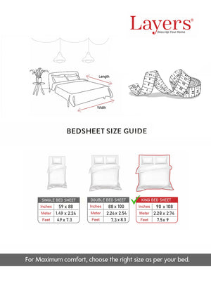 Emaline 100% Cotton 144 TC Grey Ethnic King Size Bedsheet with 2 Pillow Covers (Vintage Tile)