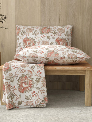 Zen 225 CVC Multicolor Floral Double Size Bedsheet with 2 Pillow Covers (Jacobean)