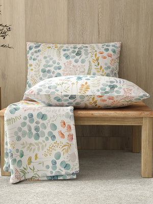 Zen 225 CVC Multicolor Floral Double Size Bedsheet with 2 Pillow Covers (Dried Flowers)