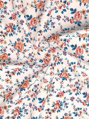 Marigold 100% Cotton 144 TC Pink Floral King Size Bedsheet with 2 Pillow Covers