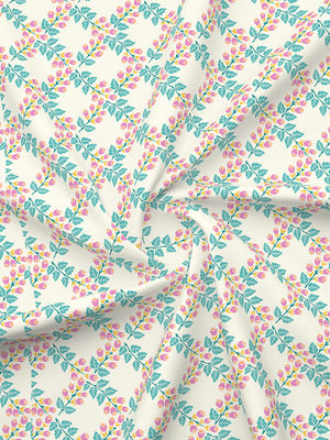 Marigold 100% Cotton 144 TC Blue Floral King Size Bedsheet with 2 Pillow Covers