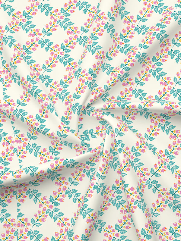 Marigold 100% Cotton 144 TC Blue Floral King Size Bedsheet with 2 Pillow Covers