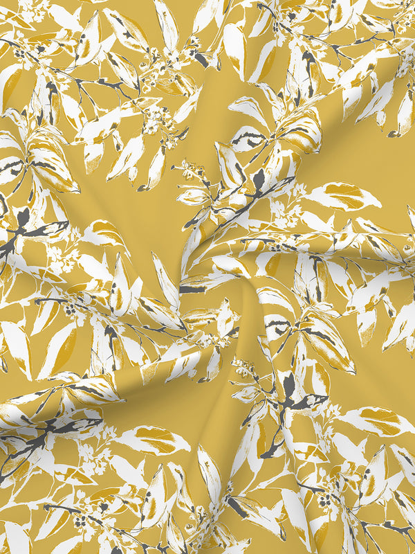 Illuminating Homes 100% Cotton 144 TC Yellow Floral Double Size Bedsheet with 2 Pillow Covers