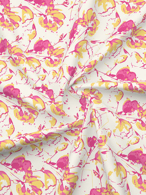 Lumina Floret 100% Cotton 144 TC Pink White Floral King Size Bedsheet with 2 Pillow Covers