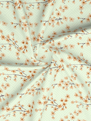 Home Easy 100% Cotton 144 TC Light Green Floral King Size Bedsheet with 2 Pillow Covers