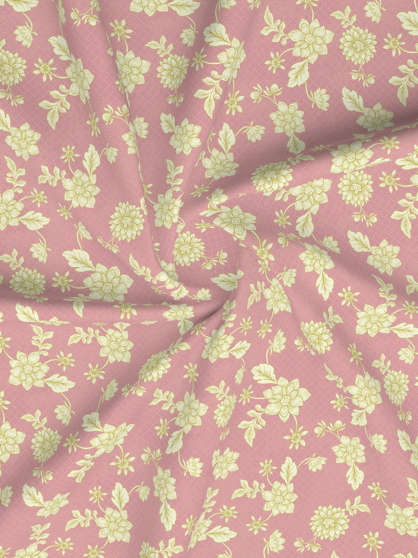 Home Easy 100% Cotton 144 TC Pink Floral King Size Bedsheet with 2 Pillow Covers