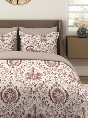 Glory 100% Cotton 144 TC Brown Ethnic Double Size Bedsheet with 2 Pillow Covers