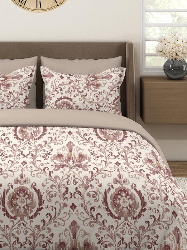 Glory 100% Cotton 144 TC Brown Ethnic Double Size Bedsheet with 2 Pillow Covers