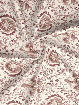 Glory 100% Cotton 144 TC Brown Ethnic Double Size Bedsheet with 2 Pillow Covers