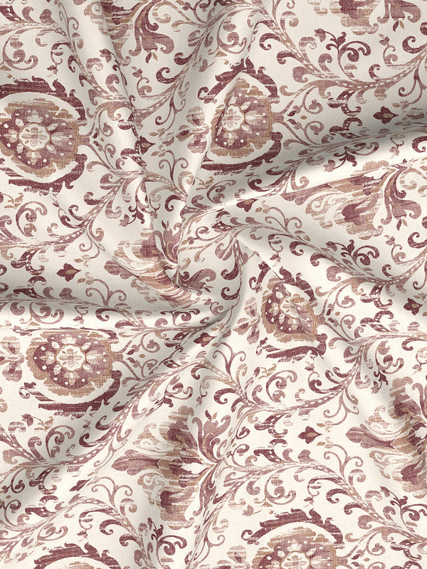 Glory 100% Cotton 144 TC Brown Ethnic Double Size Bedsheet with 2 Pillow Covers