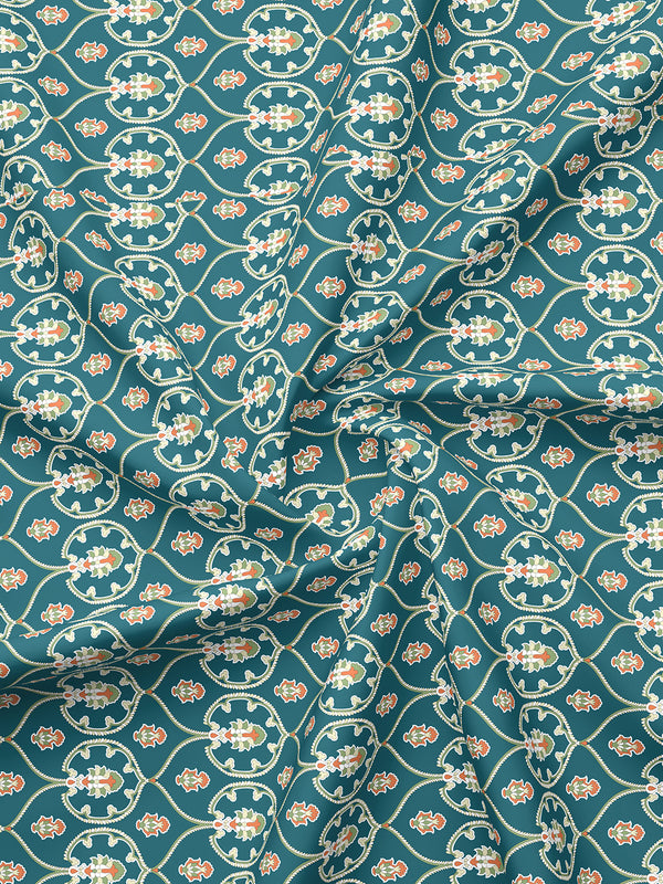 Aria Microfibre 125 GSM Navy Ethnic Double Size Bedsheet with 2 Pillow Covers