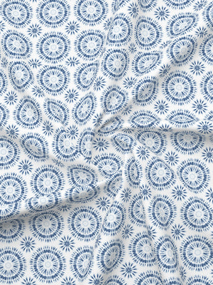 Lumina Floret 100% Cotton 144 TC Blue Geometrical Double Size Bedsheet with 2 Pillow Covers