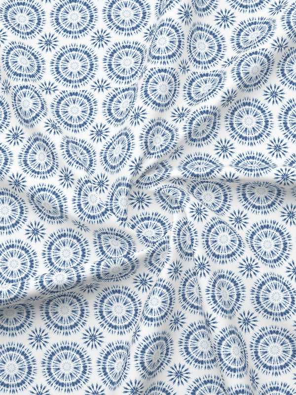 Lumina Floret 100% Cotton 144 TC Blue Geometrical Double Size Bedsheet with 2 Pillow Covers