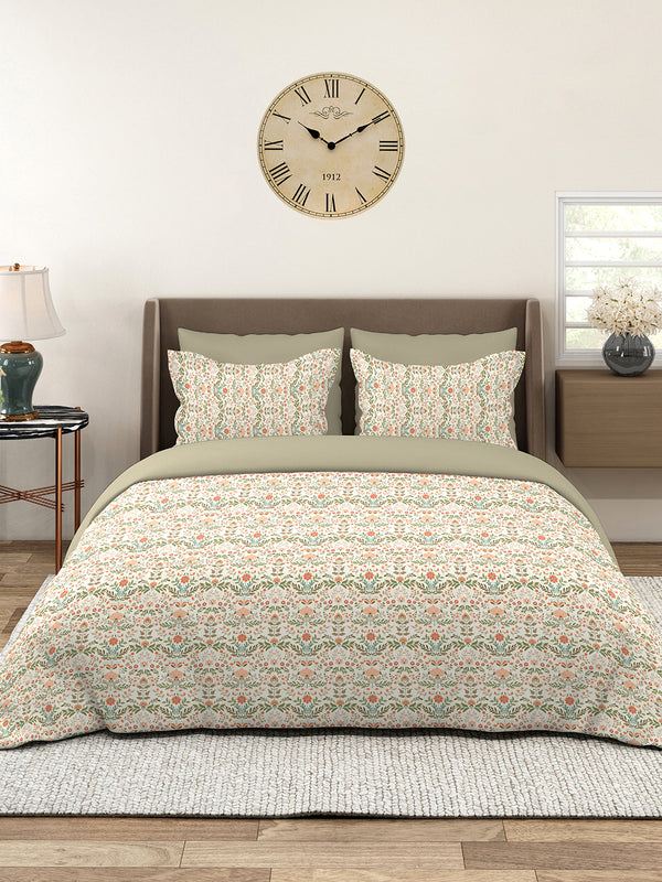 Home Easy 100% Cotton 144 TC Multicolor Floral Double Size Bedsheet with 2 Pillow Covers
