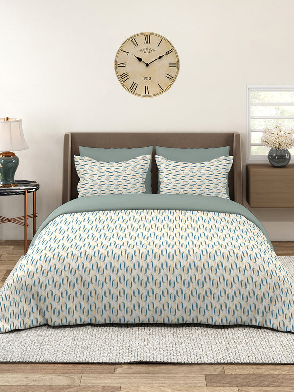 Home Easy 100% Cotton 144 TC Grey Geometrical Double Size Bedsheet with 2 Pillow Covers