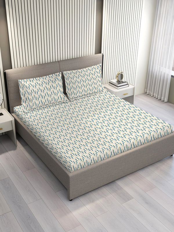 Home Easy 100% Cotton 144 TC Grey Geometrical Double Size Bedsheet with 2 Pillow Covers