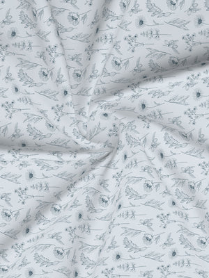 Home Easy 100% Cotton 144 TC Blue Floral Double Size Bedsheet with 2 Pillow Covers