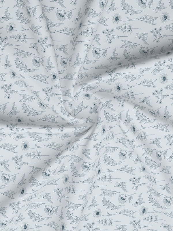 Home Easy 100% Cotton 144 TC Blue Floral Double Size Bedsheet with 2 Pillow Covers