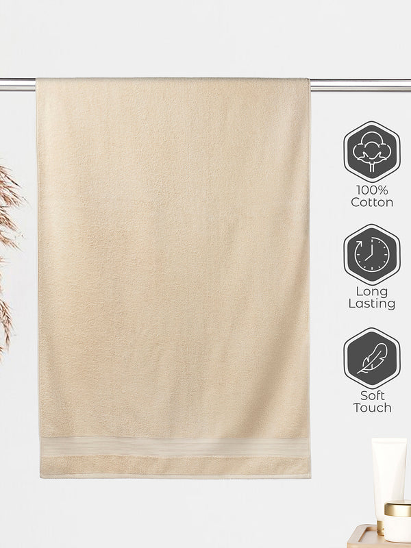 Home Easy 450 GSM 100% Cotton Cream Large Towel - Pack of 1 (150 L cm x 75 W cm)