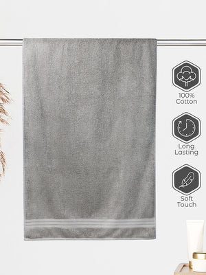 Home Easy 450 GSM 100% Cotton Grey Large Towel - Pack of 1 (150 L cm x 75 W cm)