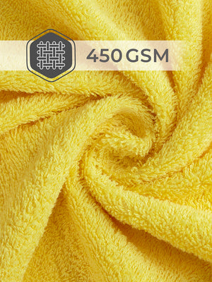 Home Easy 450 GSM 100% Cotton Yellow Large Towel - Pack of 1 (150 L cm x 75 W cm)