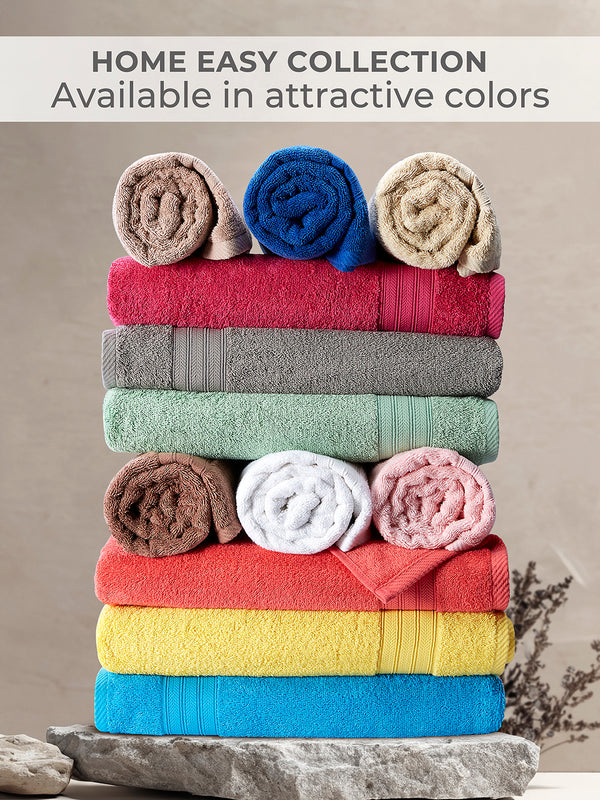 Home Easy 450 GSM 100% Cotton Yellow Large Towel - Pack of 1 (150 L cm x 75 W cm)