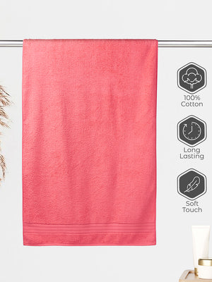 Home Easy 450 GSM 100% Cotton Pink Large Towel - Pack of 1 (150 L cm x 75 W cm)