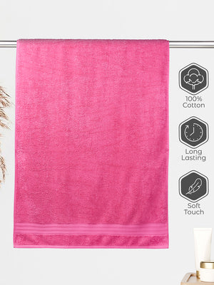 Home Easy 450 GSM 100% Cotton Pink Large Towel - Pack of 1 (150 L cm x 75 W cm)